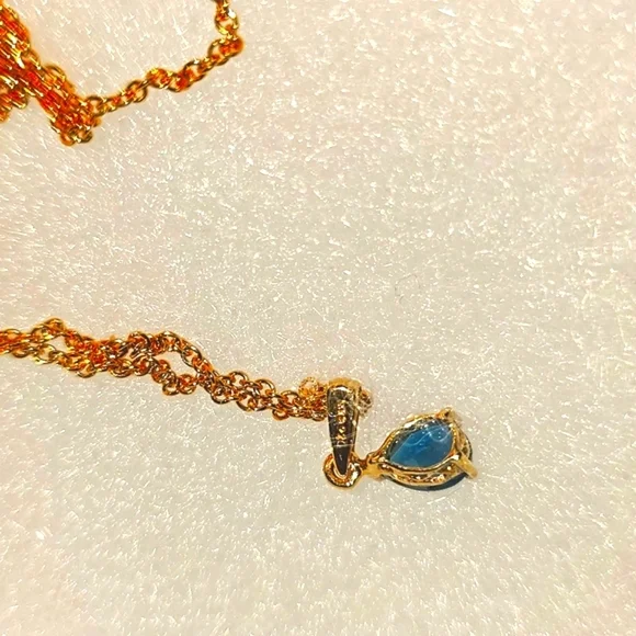 NWT - Deep Blue London Topaz on Gold Chain - Picture 3 of 10